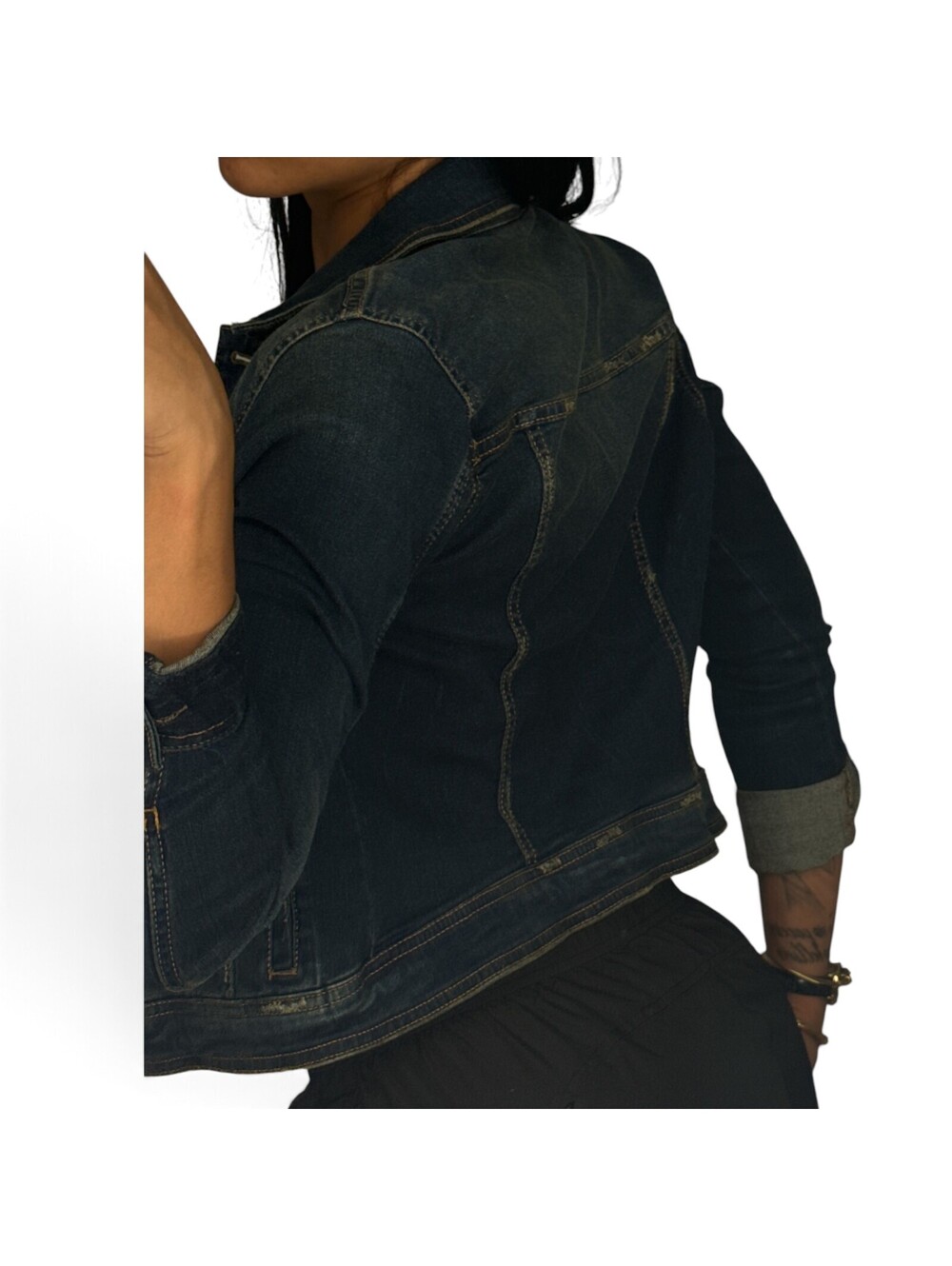 Aeropostale Distressed Dark Wash Denim Jacket Size Medium